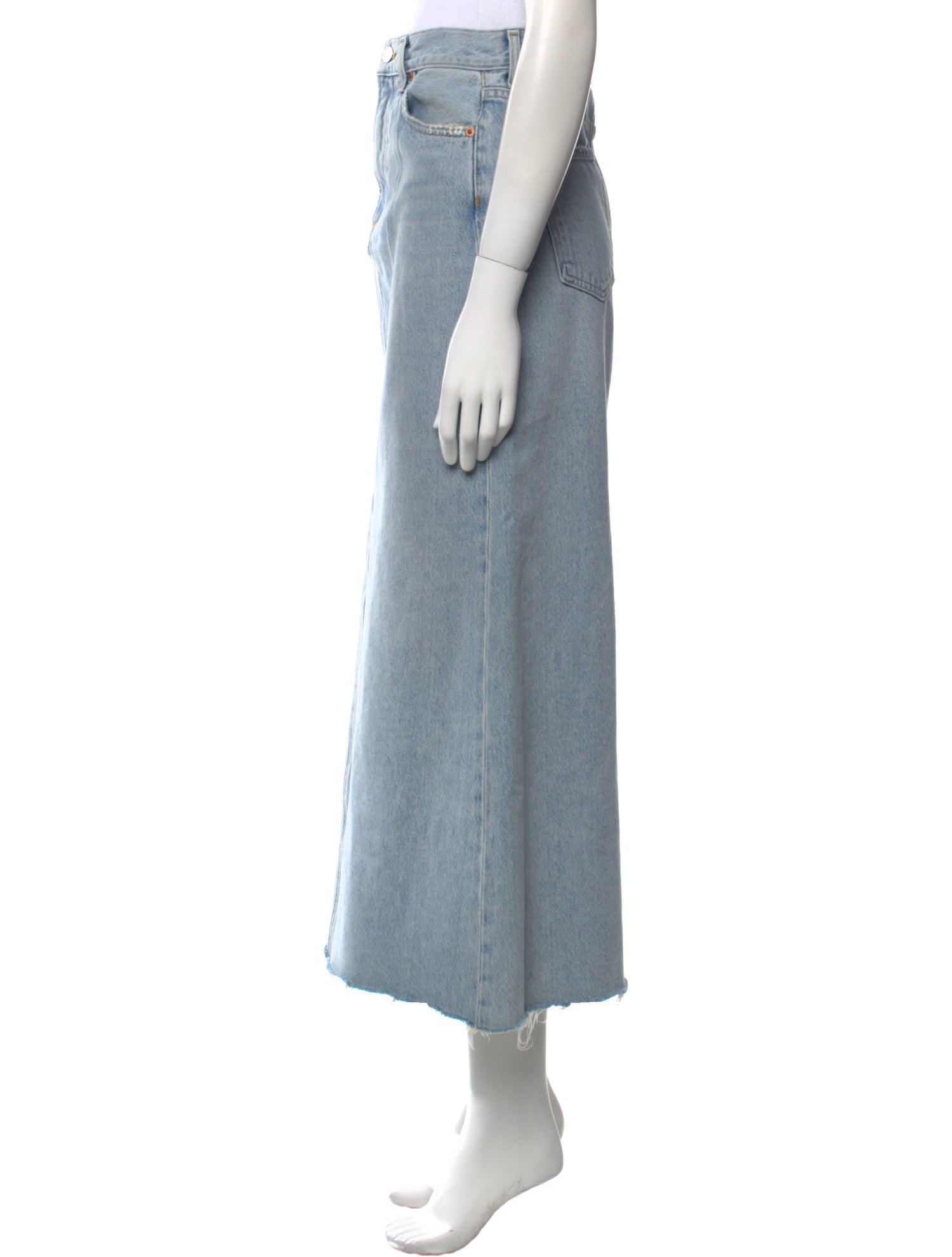 AGOLDE Distressed Accents Midi Length Skirt