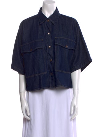 AGOLDE Three-Quarter Sleeve Button-Up Top
