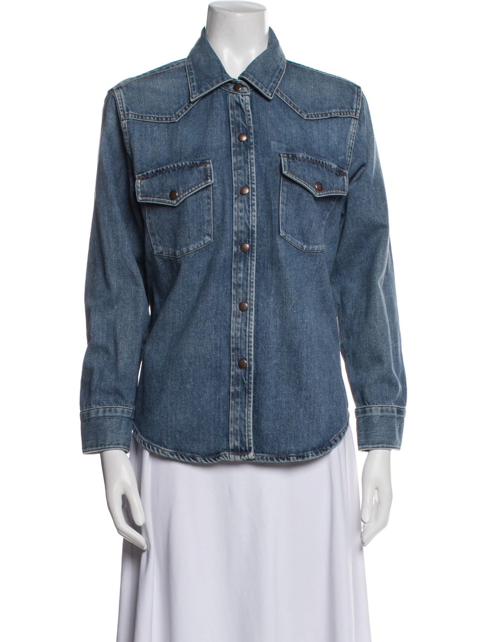 Agolde Denim Jacket Blue Pointed Collar - image 1