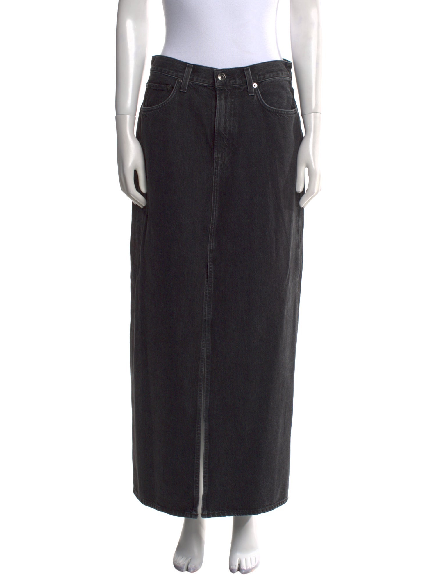 AGOLDE Distressed Accents Midi Length Skirt