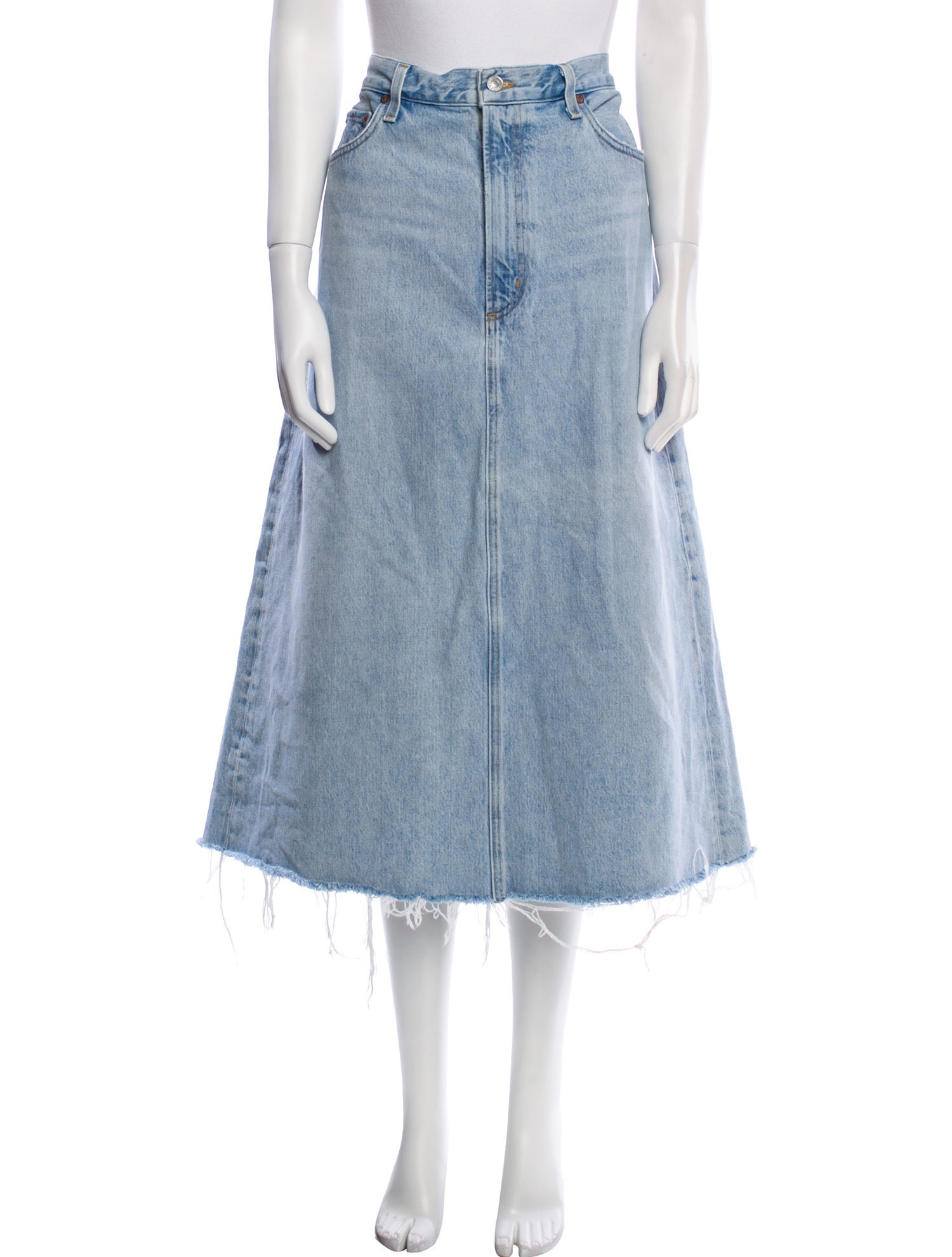 AGOLDE Distressed Accents Midi Length Skirt