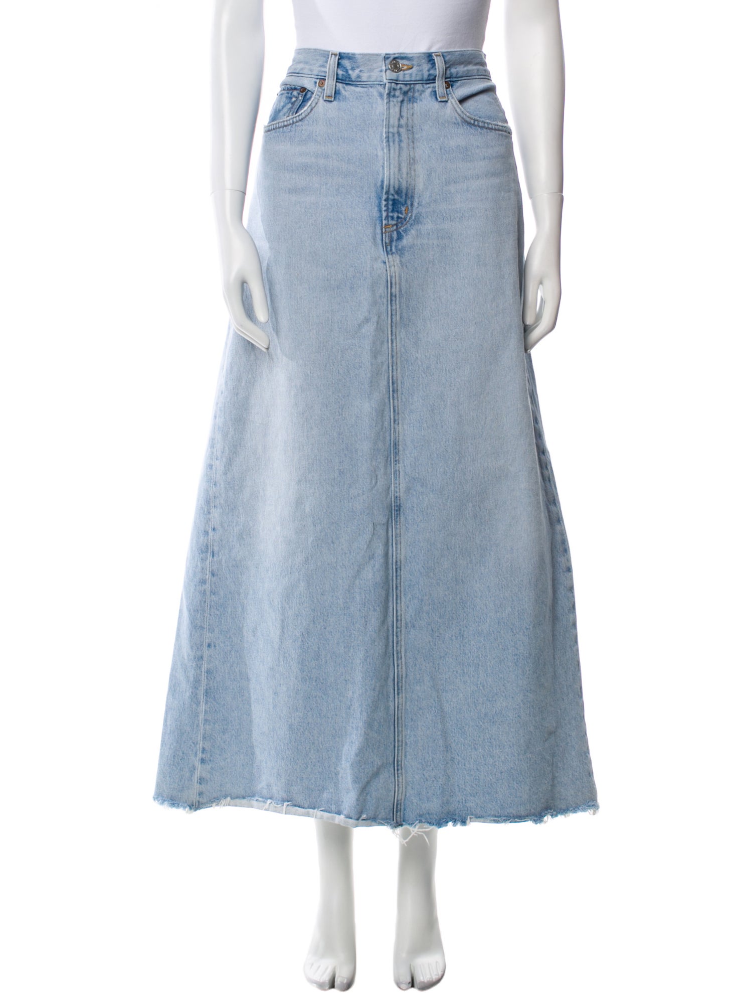 AGOLDE Distressed Accents Midi Length Skirt