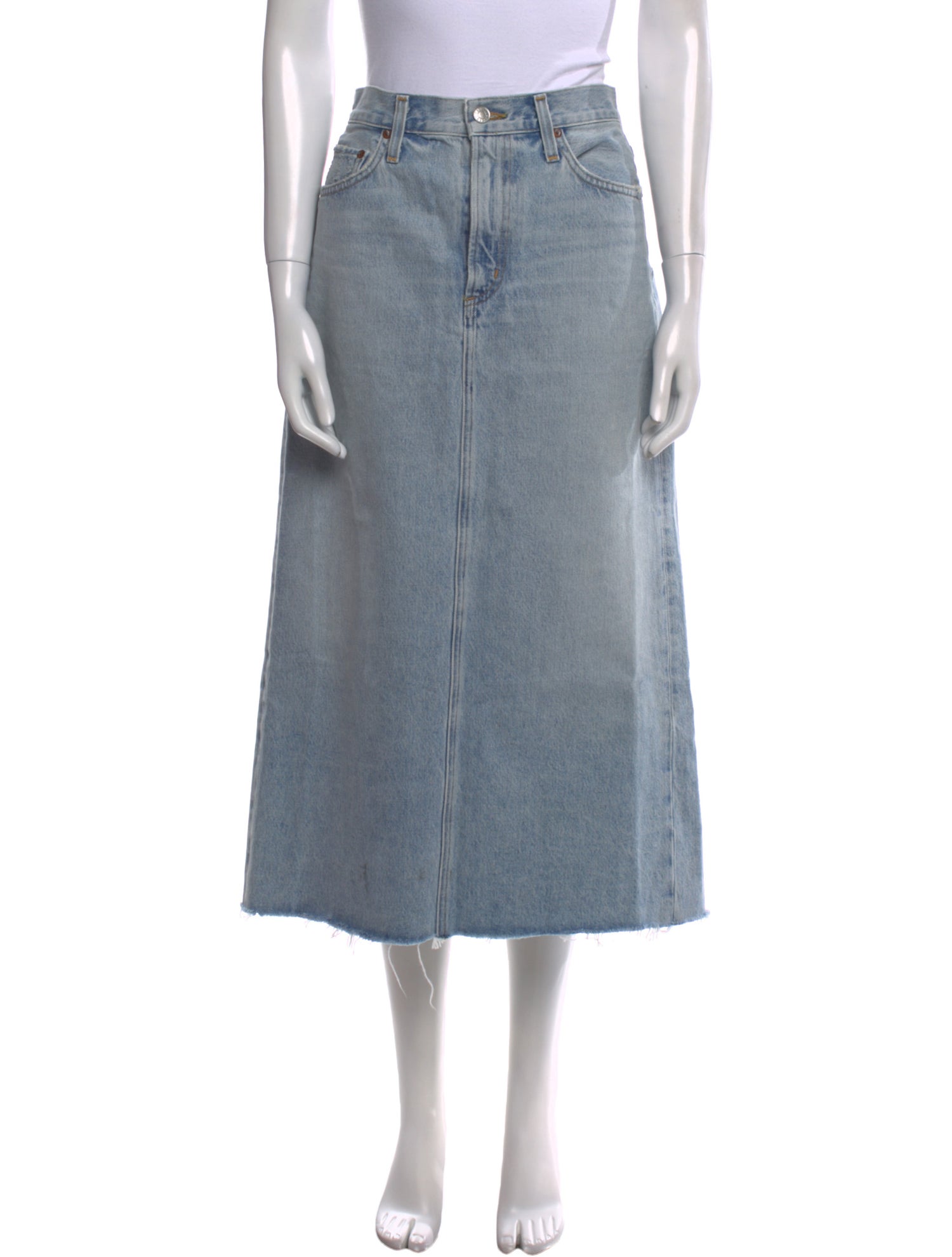 AGOLDE Distressed Accents Midi Length Skirt