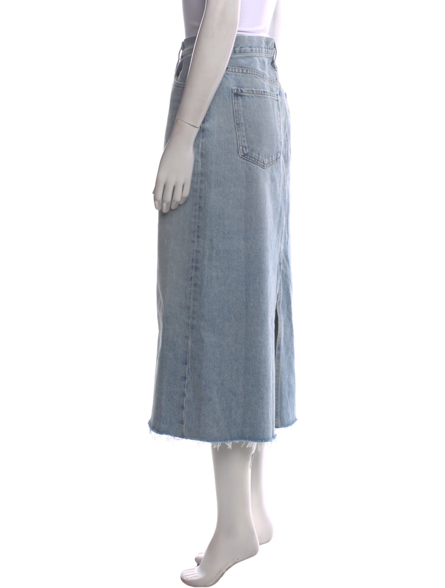 AGOLDE Distressed Accents Midi Length Skirt