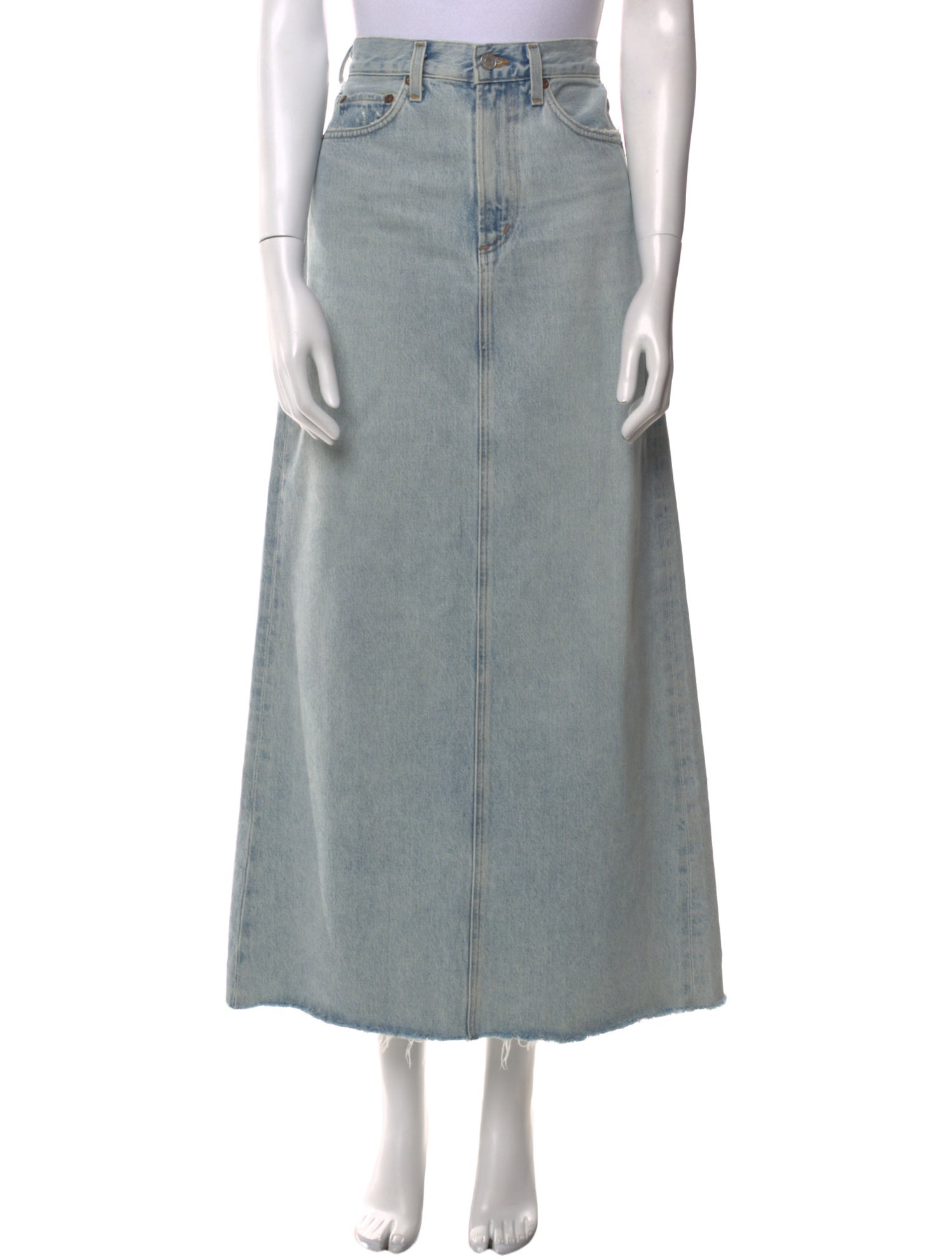 AGOLDE Distressed Accents Midi Length Skirt