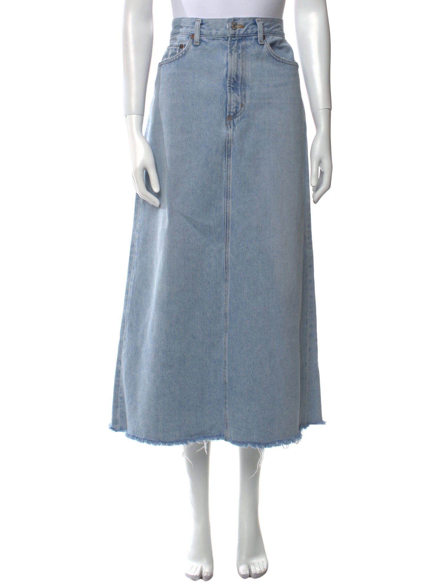 AGOLDE Distressed Accents Midi Length Skirt