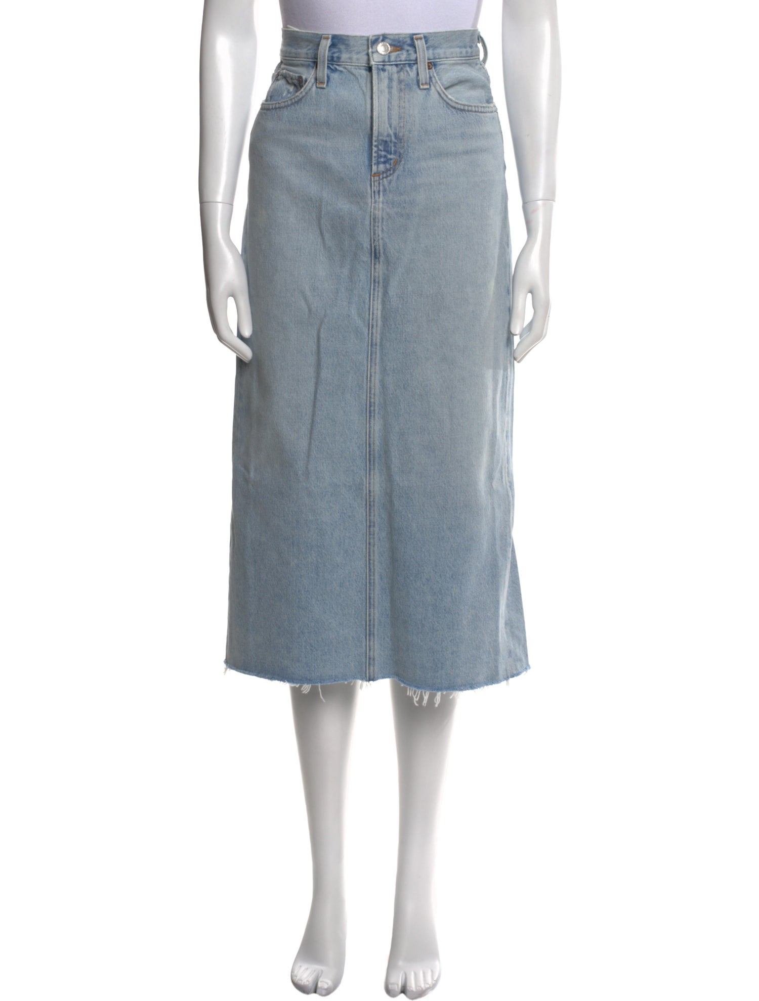 AGOLDE Distressed Accents Midi Length Skirt