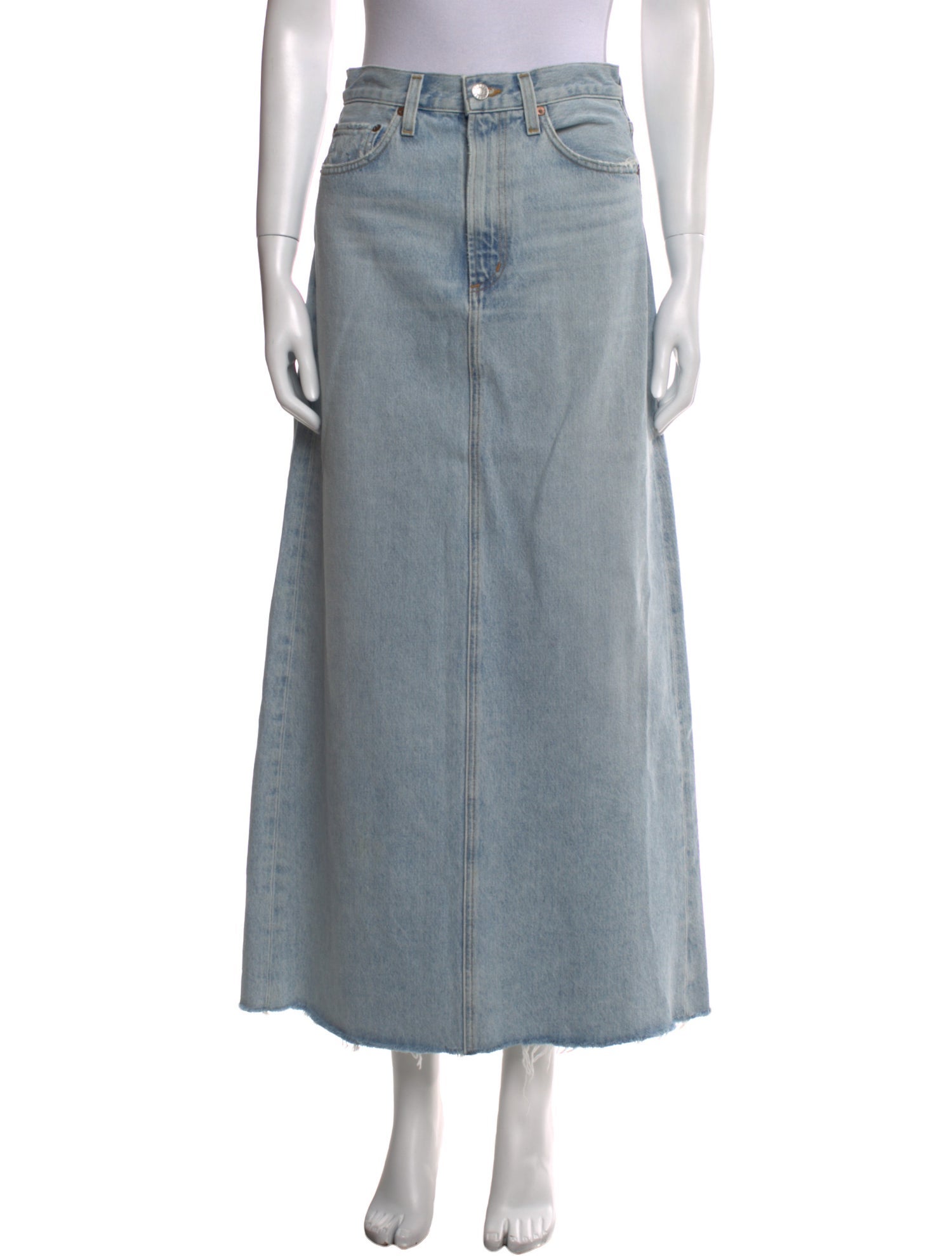 AGOLDE Distressed Accents Midi Length Skirt