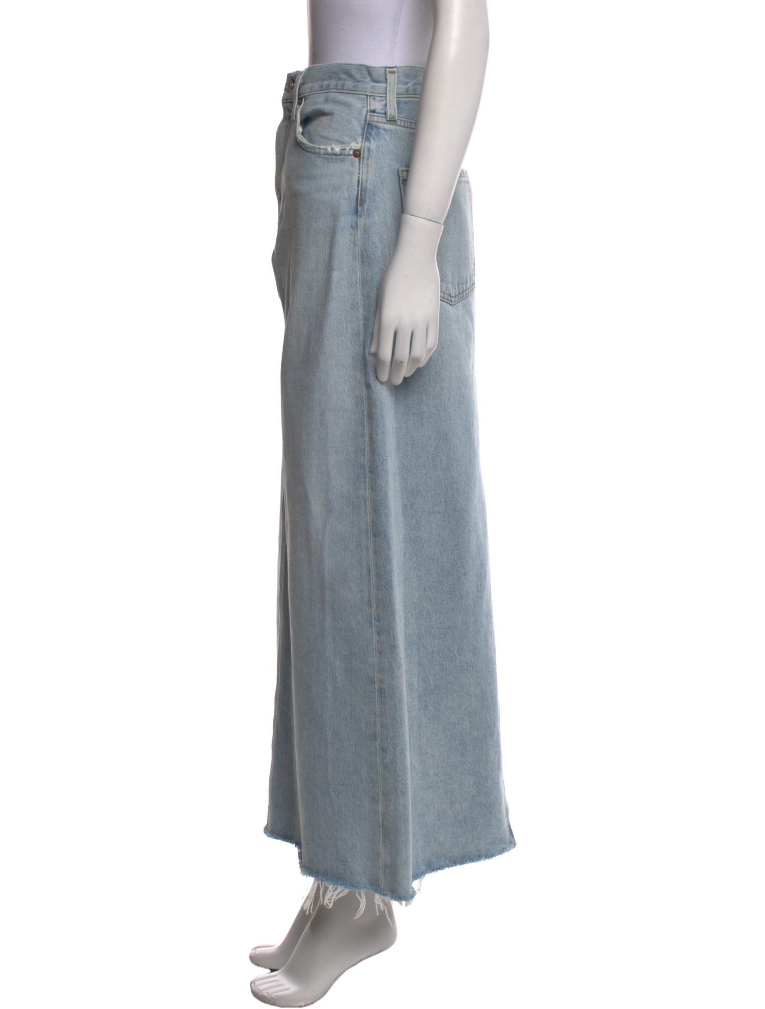 AGOLDE Distressed Accents Midi Length Skirt