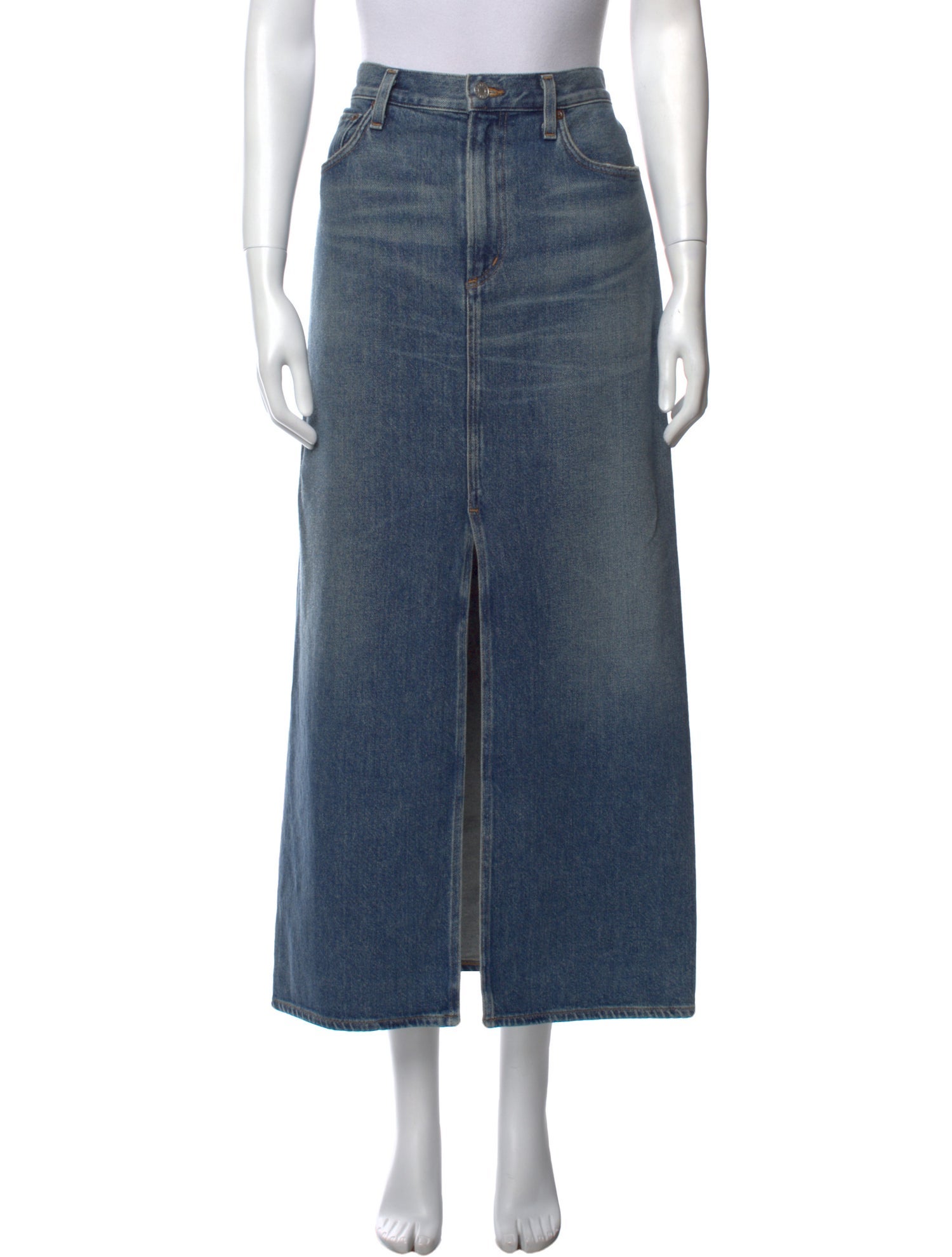 AGOLDE Distressed Accents Midi Length Skirt