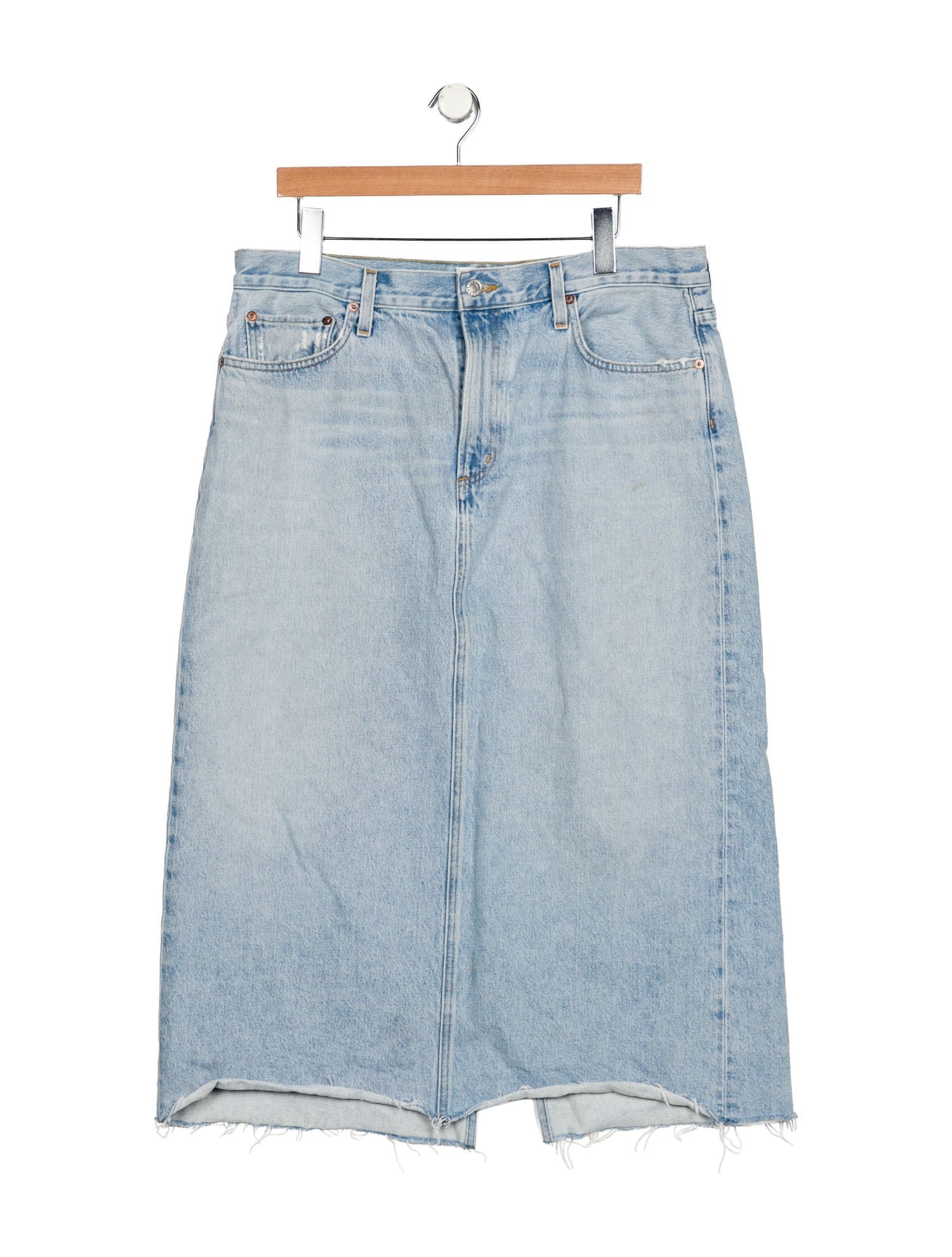 AGOLDE Distressed Accents Midi Length Skirt