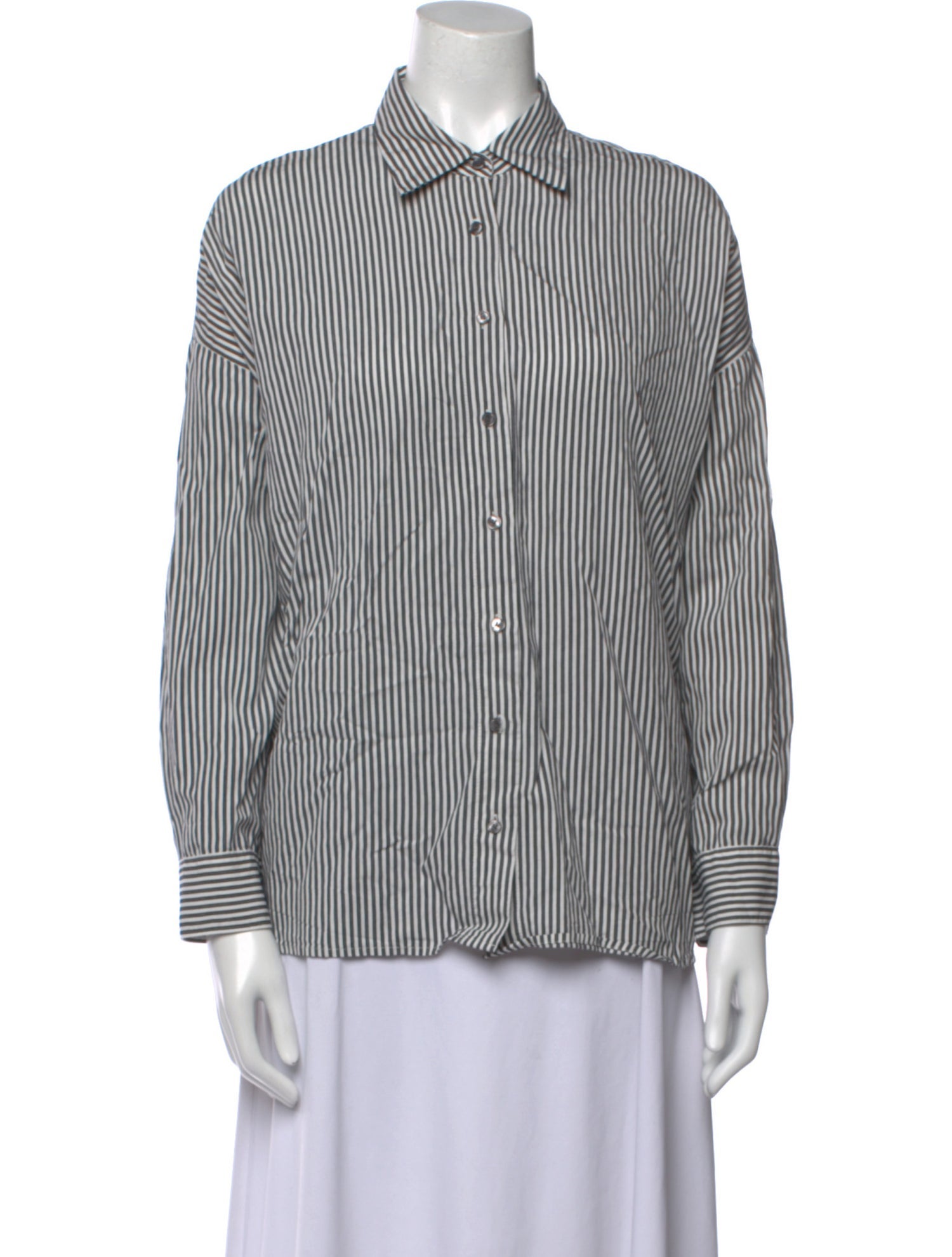 AGOLDE Striped Long Sleeve Button-Up Top