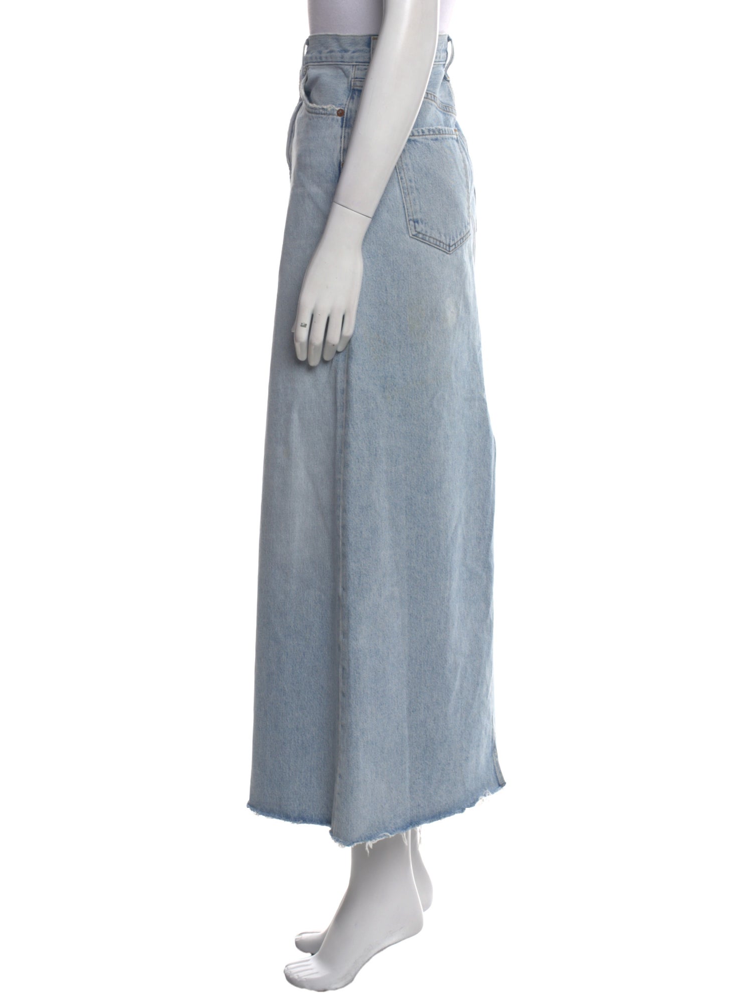 AGOLDE Distressed Accents Midi Length Skirt