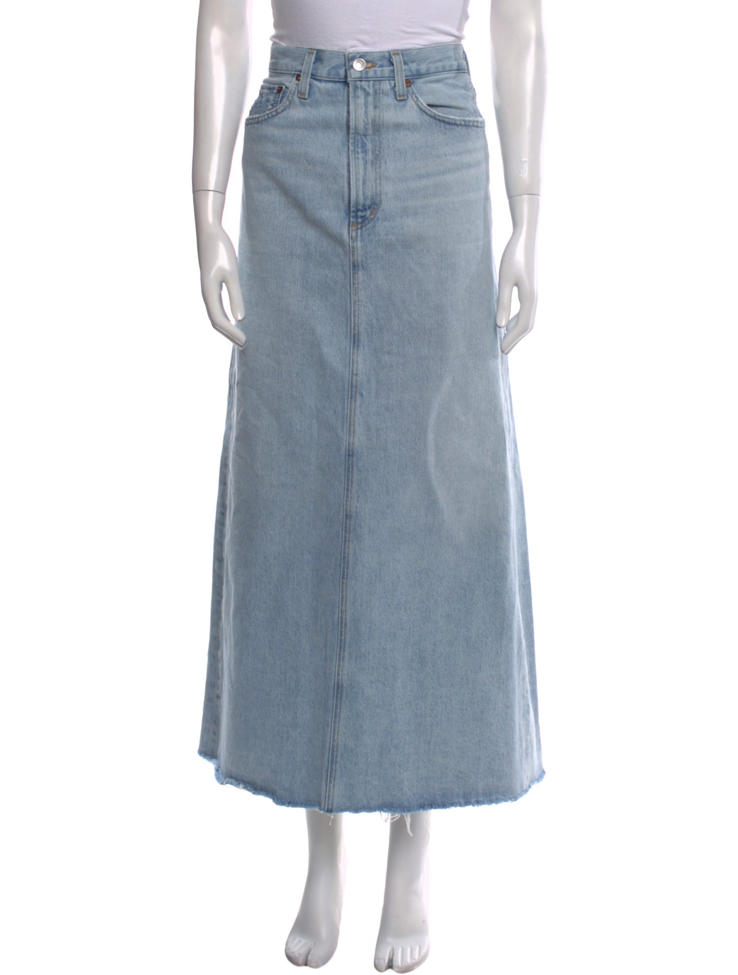 AGOLDE Distressed Accents Midi Length Skirt