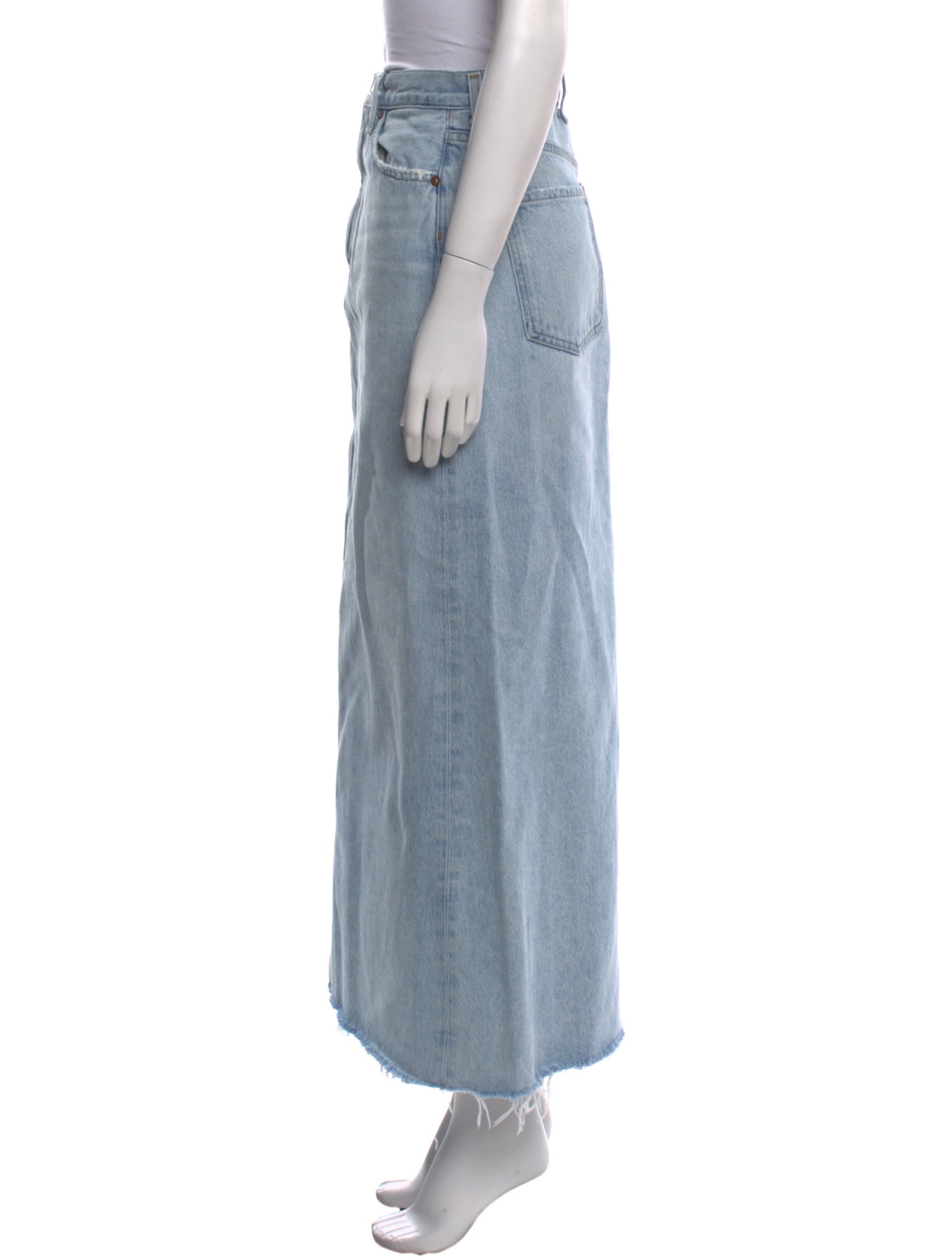 AGOLDE Distressed Accents Midi Length Skirt
