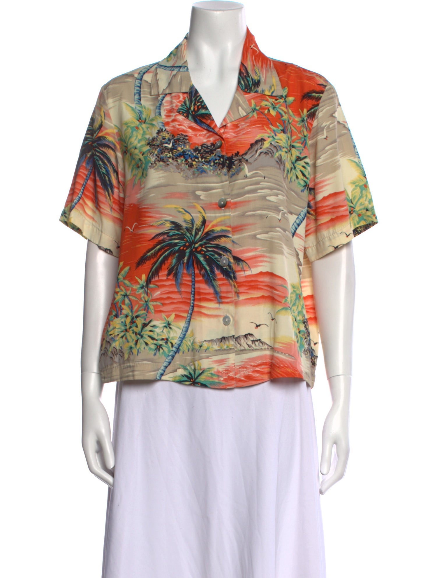 AGOLDE Printed V-Neck Button-Up Top