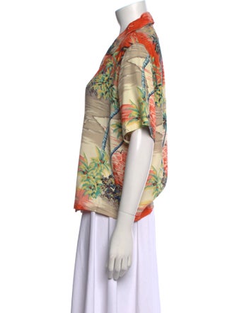 AGOLDE Printed V-Neck Button-Up Top