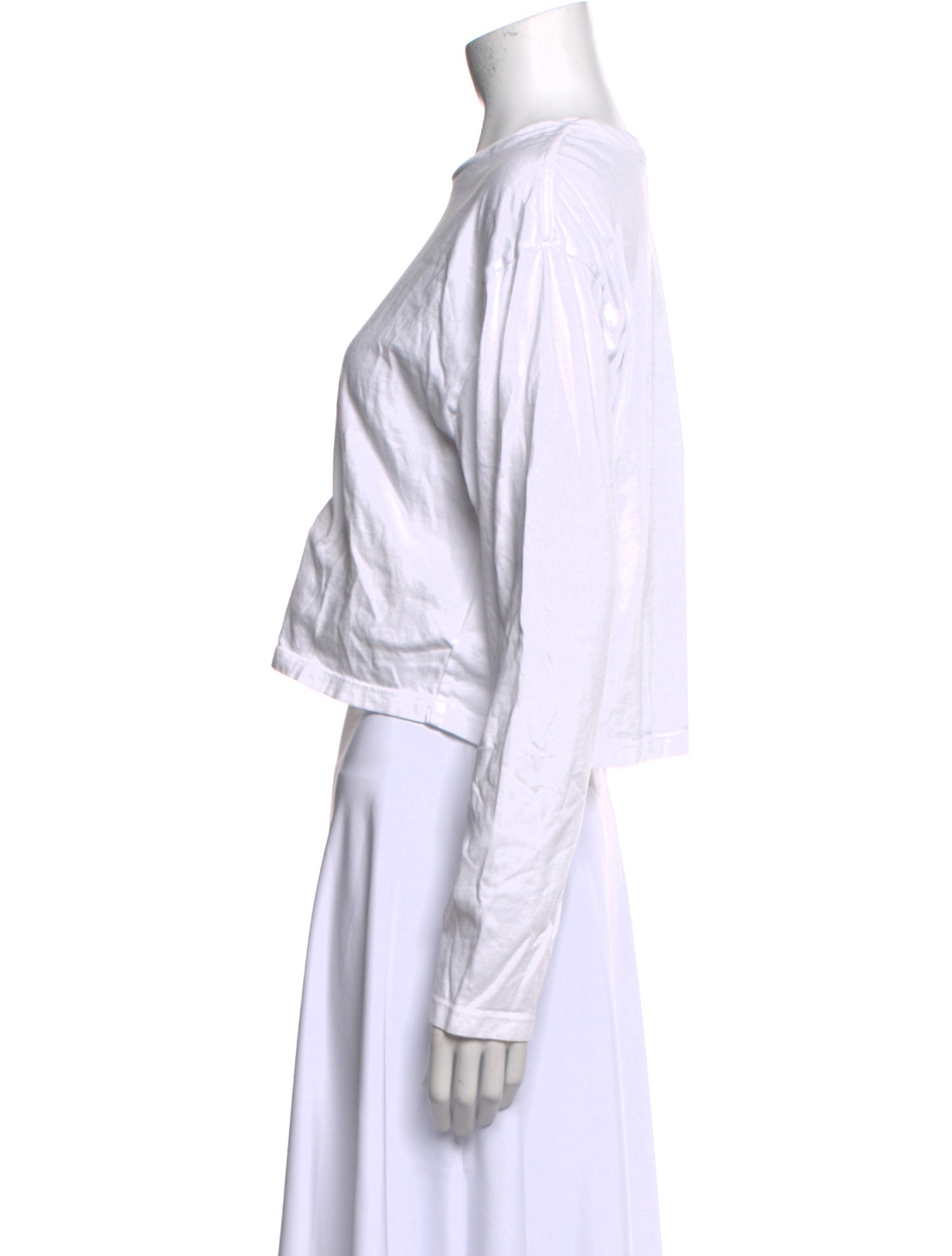 AGOLDE Bateau Neckline Long Sleeve Crop Top