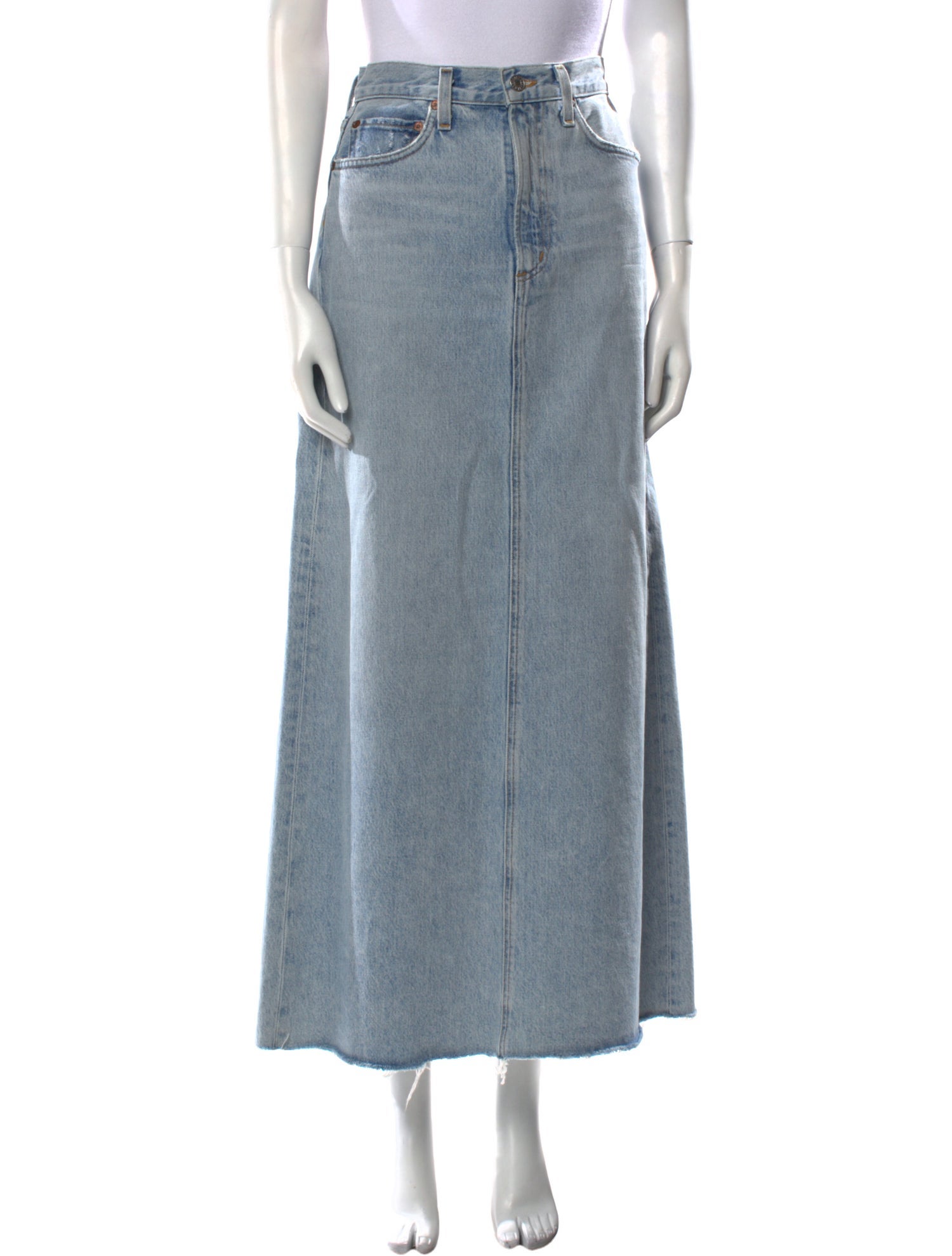 AGOLDE Distressed Accents Midi Length Skirt