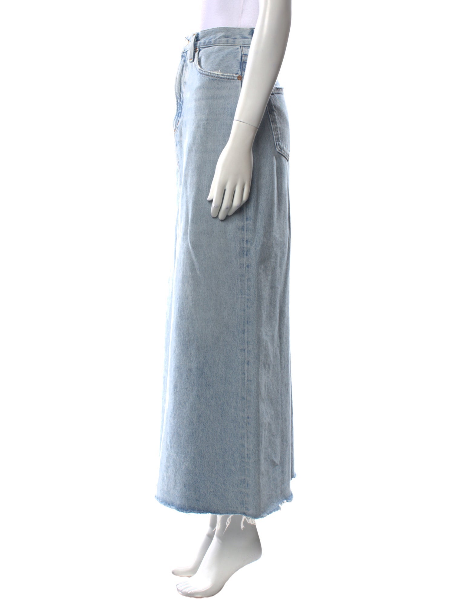 AGOLDE Distressed Accents Midi Length Skirt