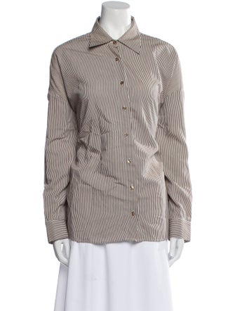 AGOLDE Printed Long Sleeve Button-Up Top