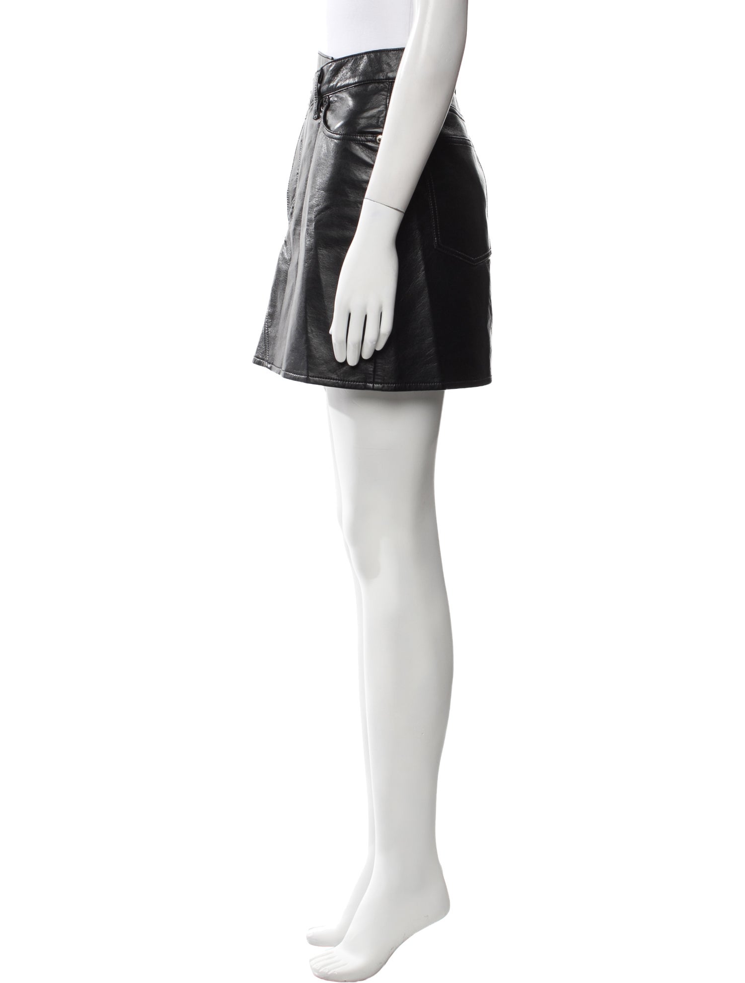 AGOLDE Leather Trim Embellishment Mini Skirt