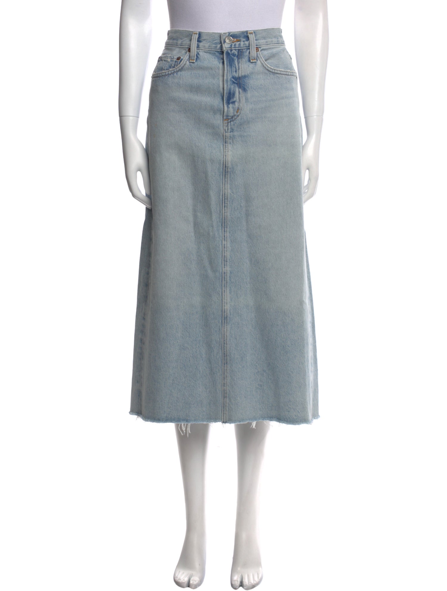 AGOLDE Raw-Edge Trim Midi Length Skirt