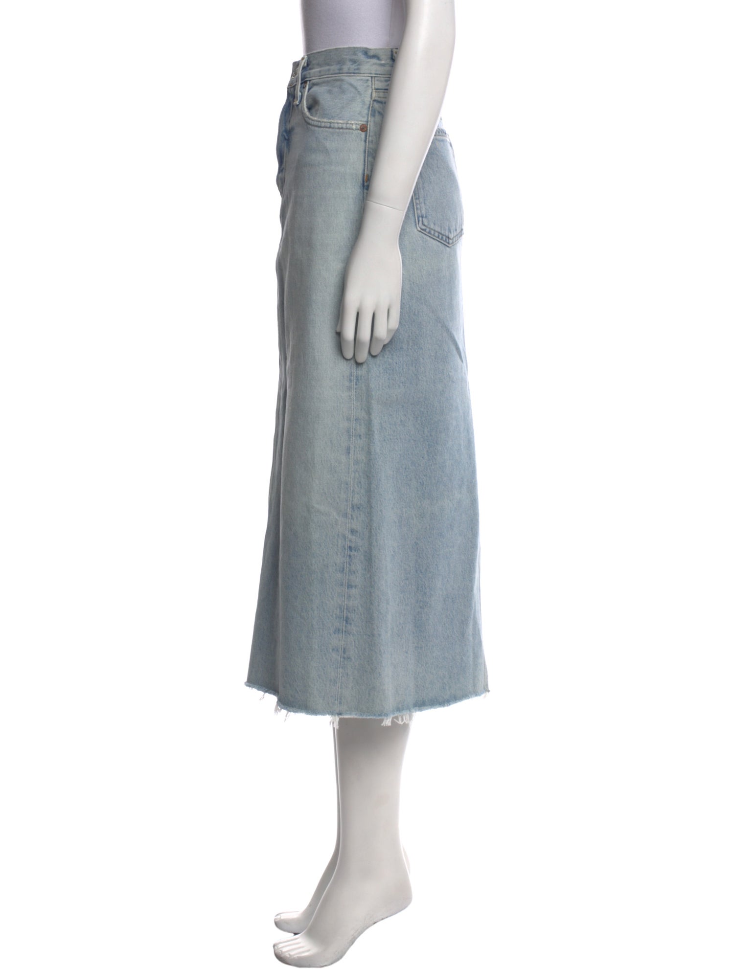 AGOLDE Raw-Edge Trim Midi Length Skirt