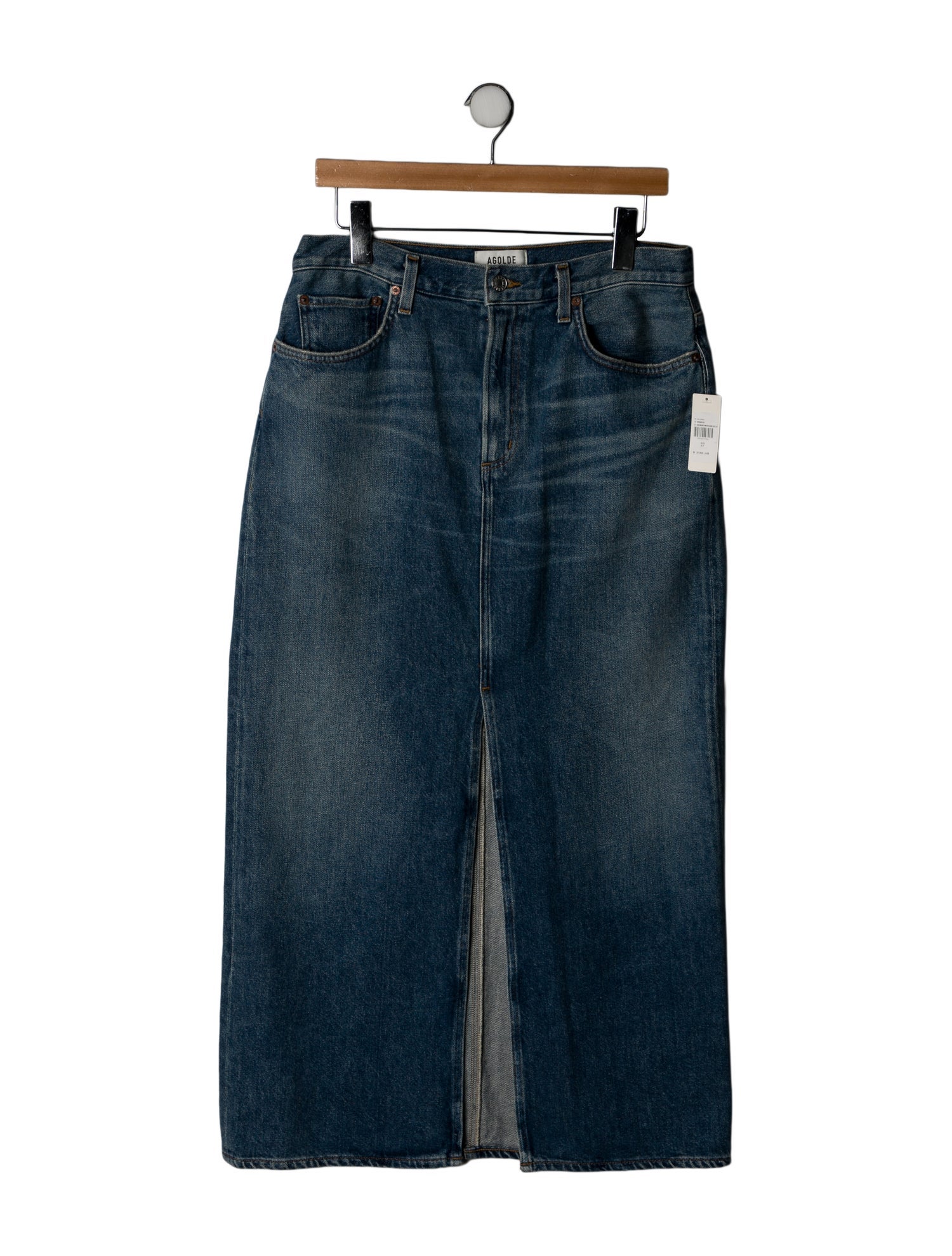 AGOLDE Distressed Accents Midi Length Skirt