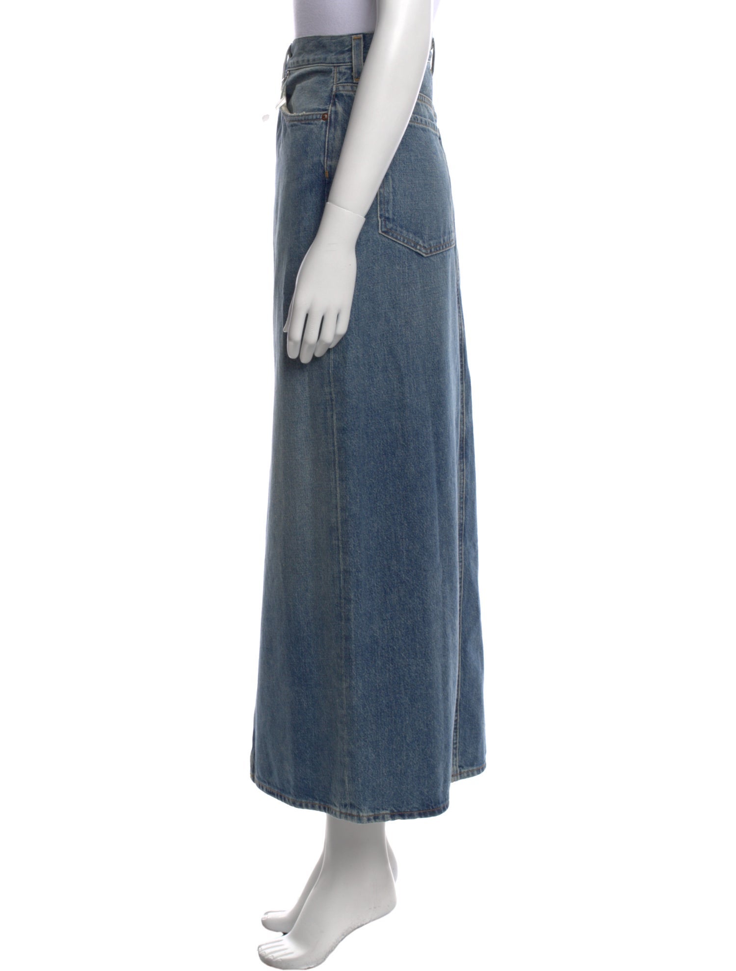 AGOLDE Distressed Accents Midi Length Skirt