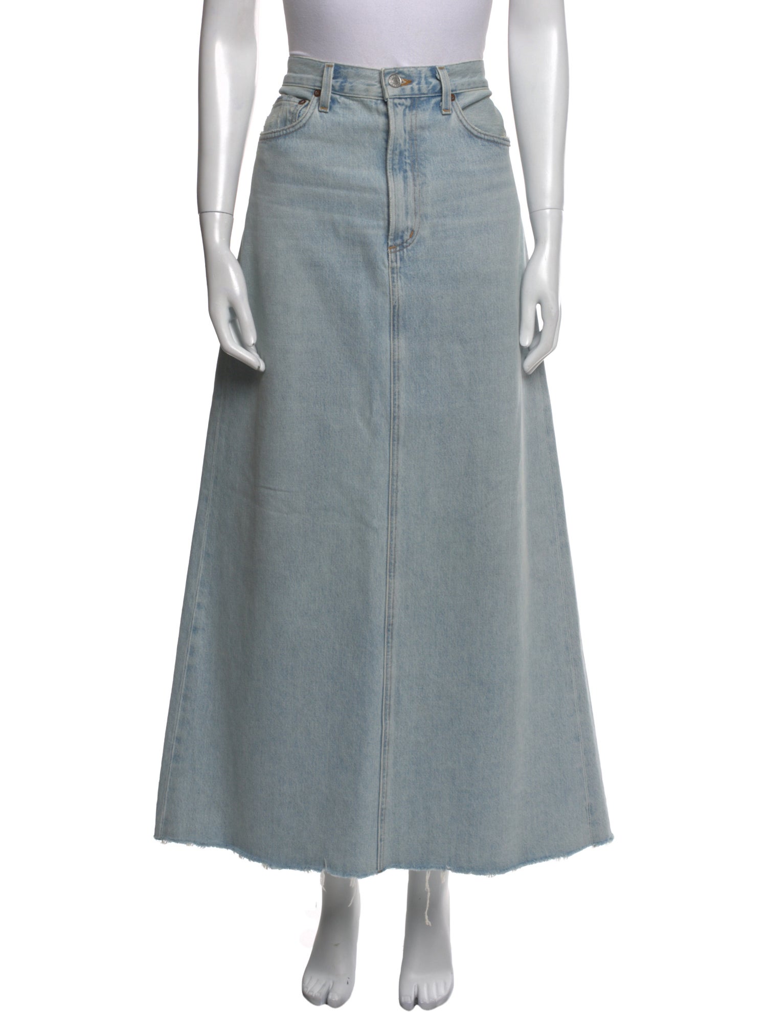 AGOLDE Distressed Accents Midi Length Skirt