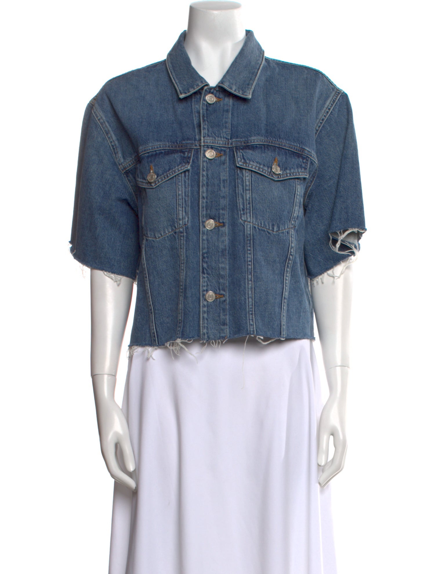 AGOLDE Three-Quarter Sleeve Button-Up Top