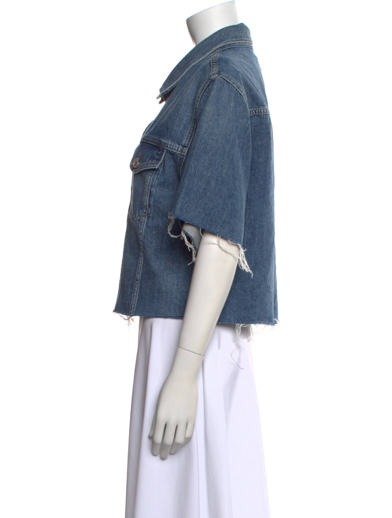 AGOLDE Three-Quarter Sleeve Button-Up Top