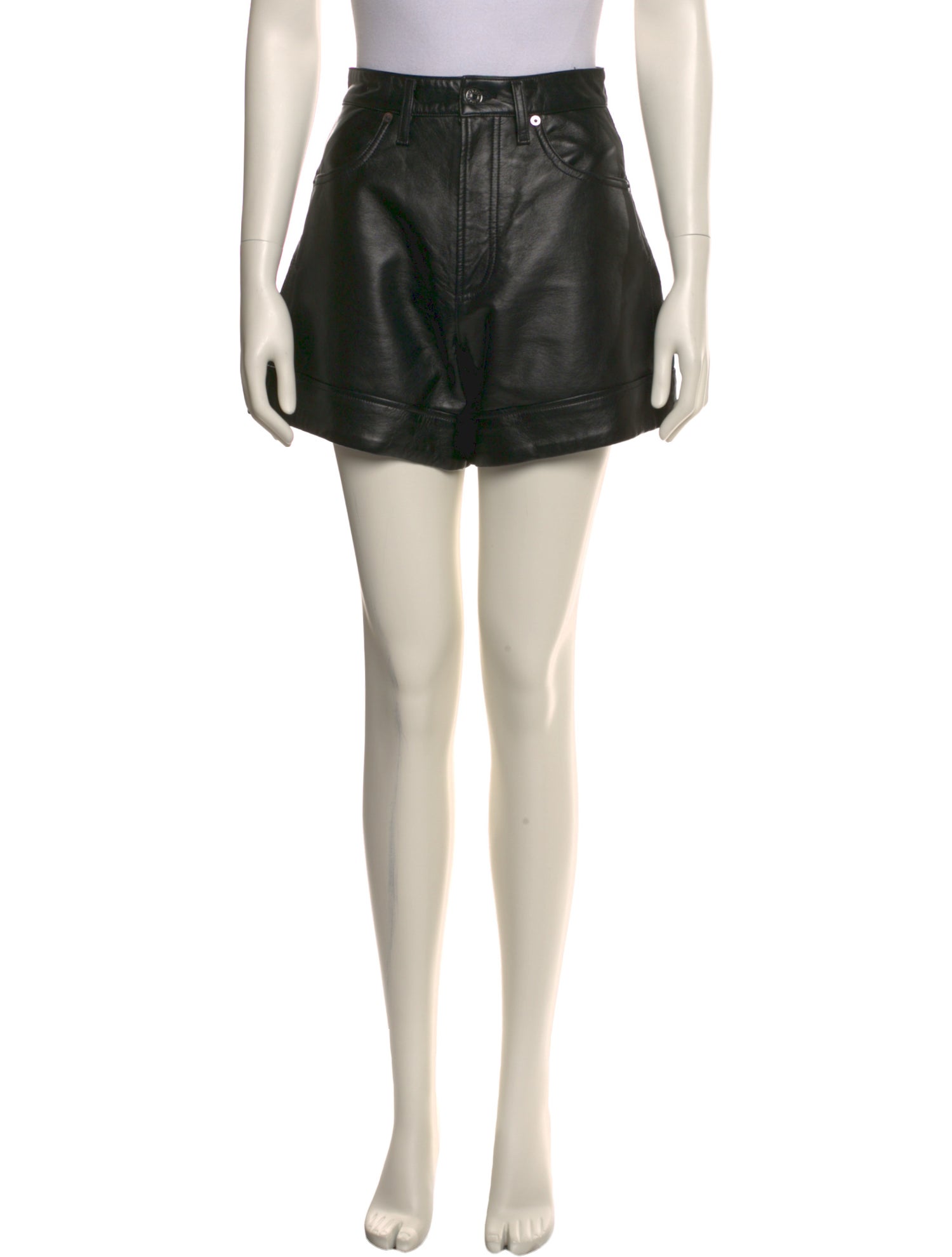 AGOLDE Leather Mini Shorts