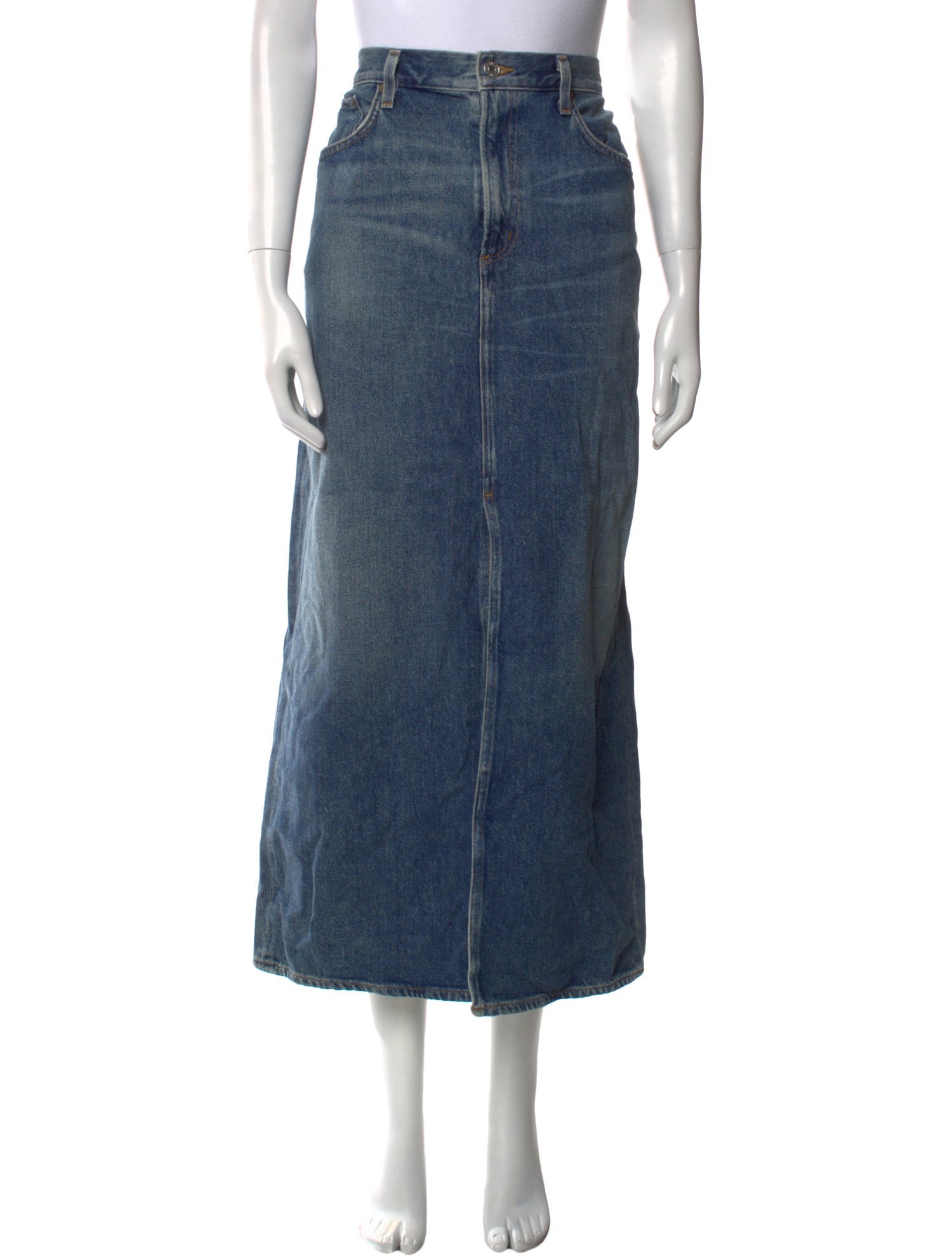 AGOLDE Raw-Edge Trim Midi Length Skirt