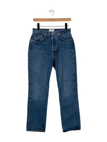 Pre-owned Agolde Mid-rise Straight Leg Jeans In Blue