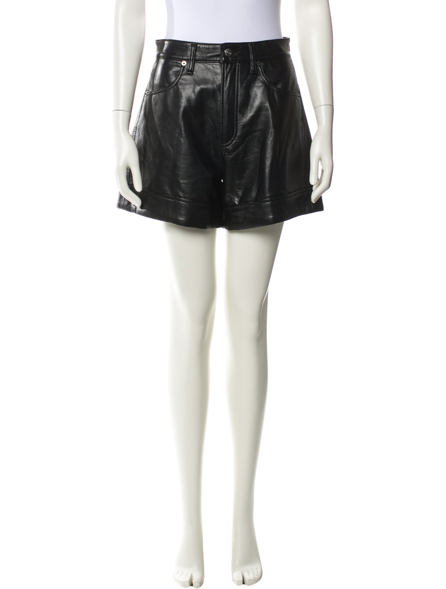 AGOLDE Leather Mini Shorts