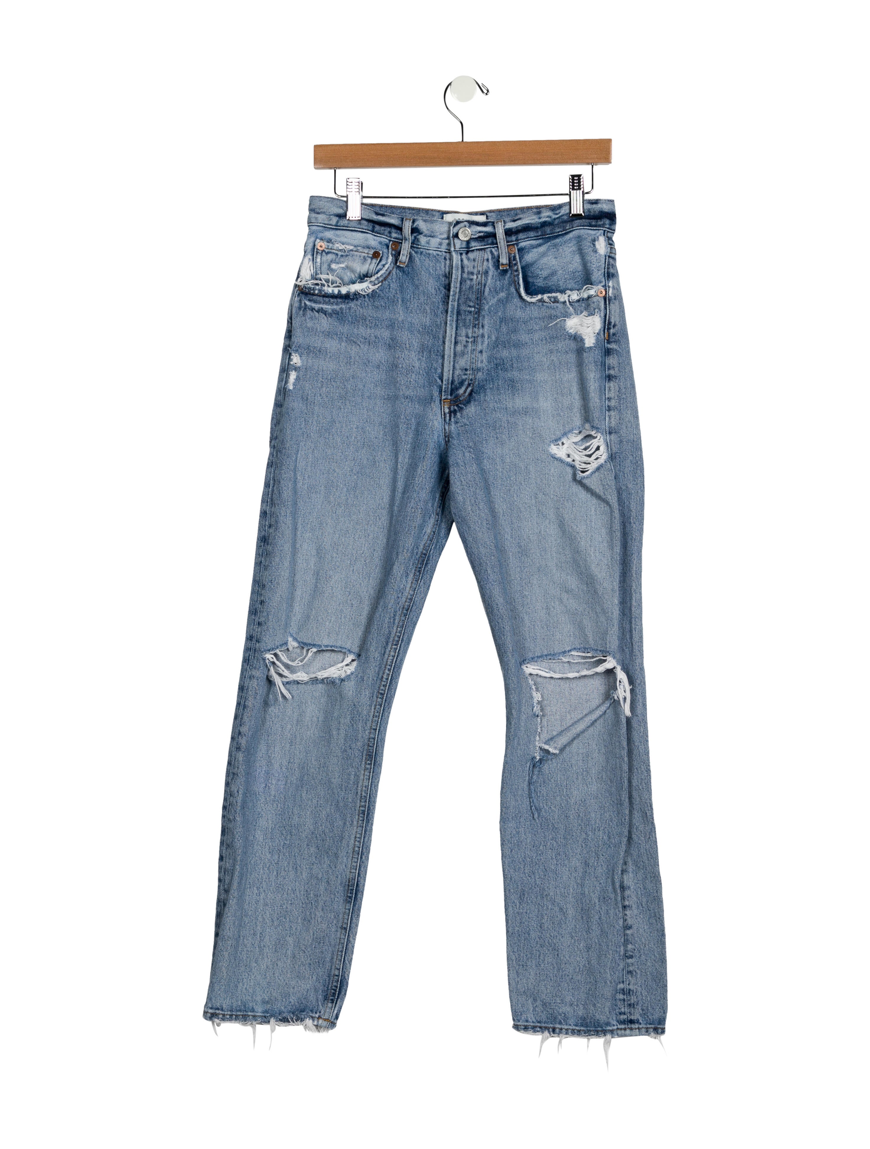 Agolde Straight Leg Jeans Blue Light Wash with High-Rise 5