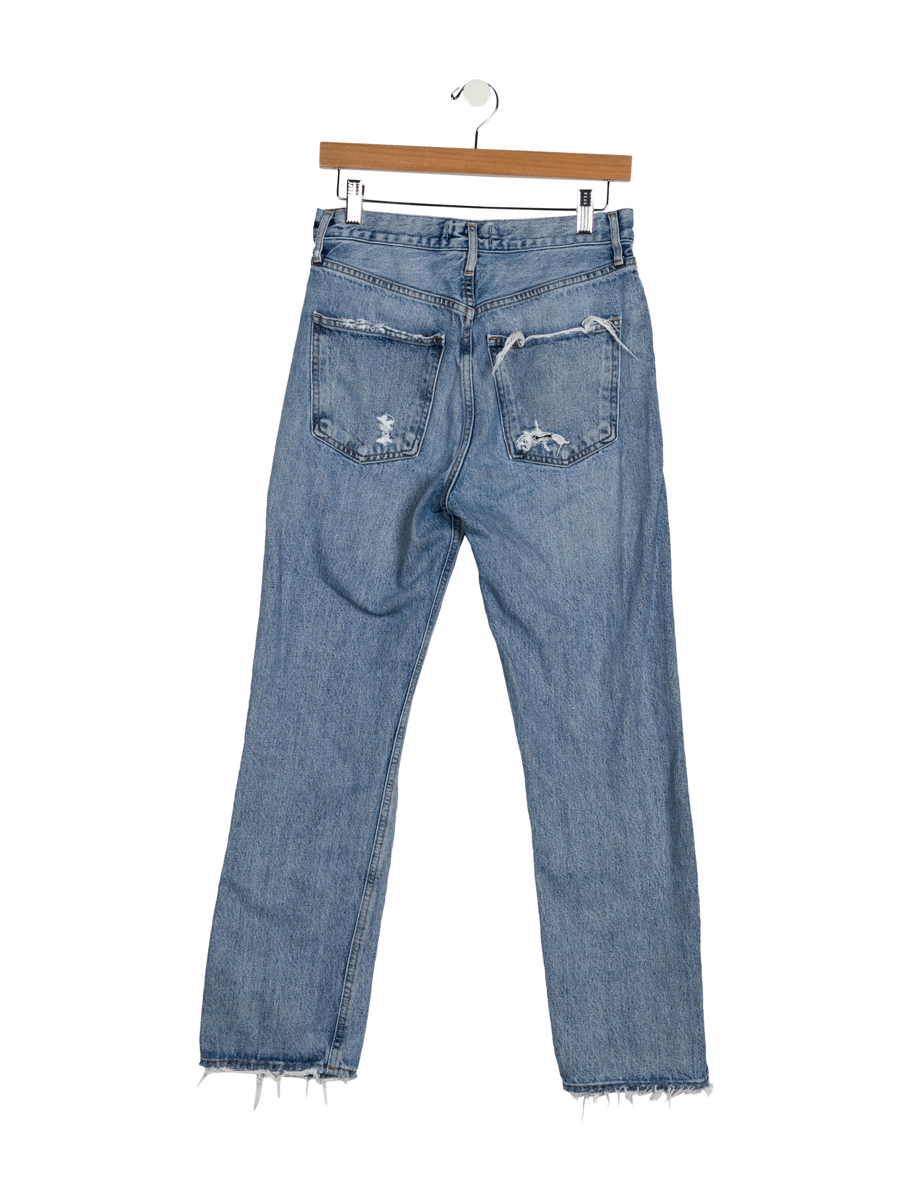 Agolde Straight Leg Jeans Blue Light Wash with High-Rise 5