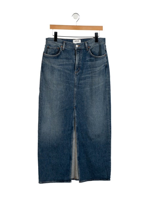 AGOLDE Distressed Accents Midi Length Skirt