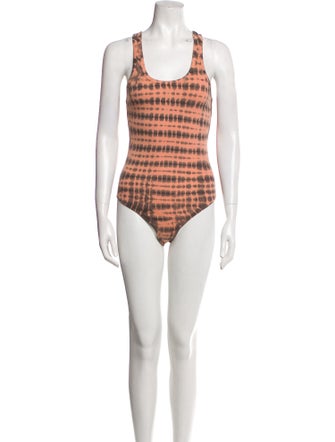 AGOLDE Tie-Dye Print Square Neckline Bodysuit