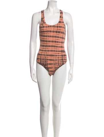 Agolde Tops Tie-Dye Print Square Neckline Bodysuit S