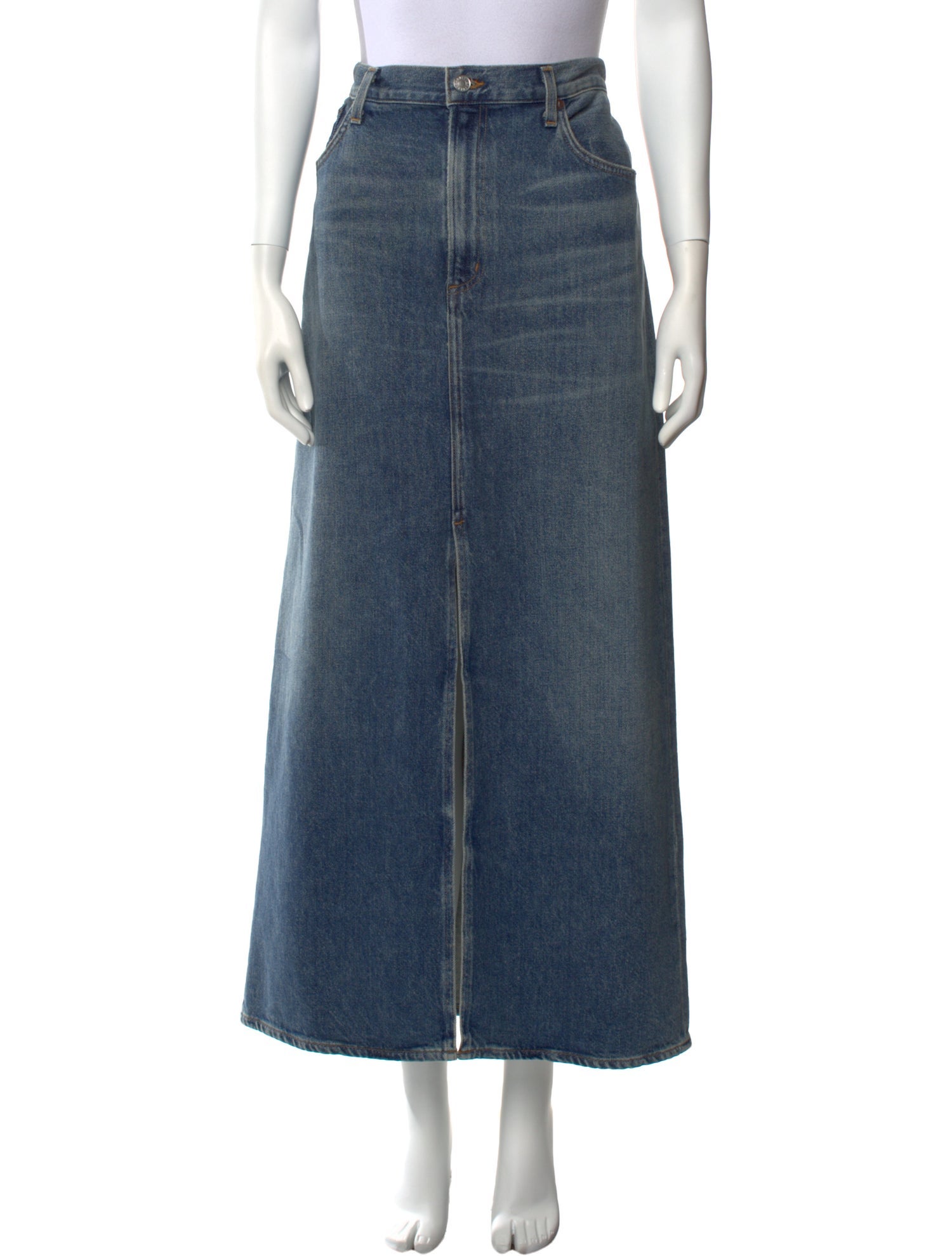 AGOLDE Distressed Accents Midi Length Skirt