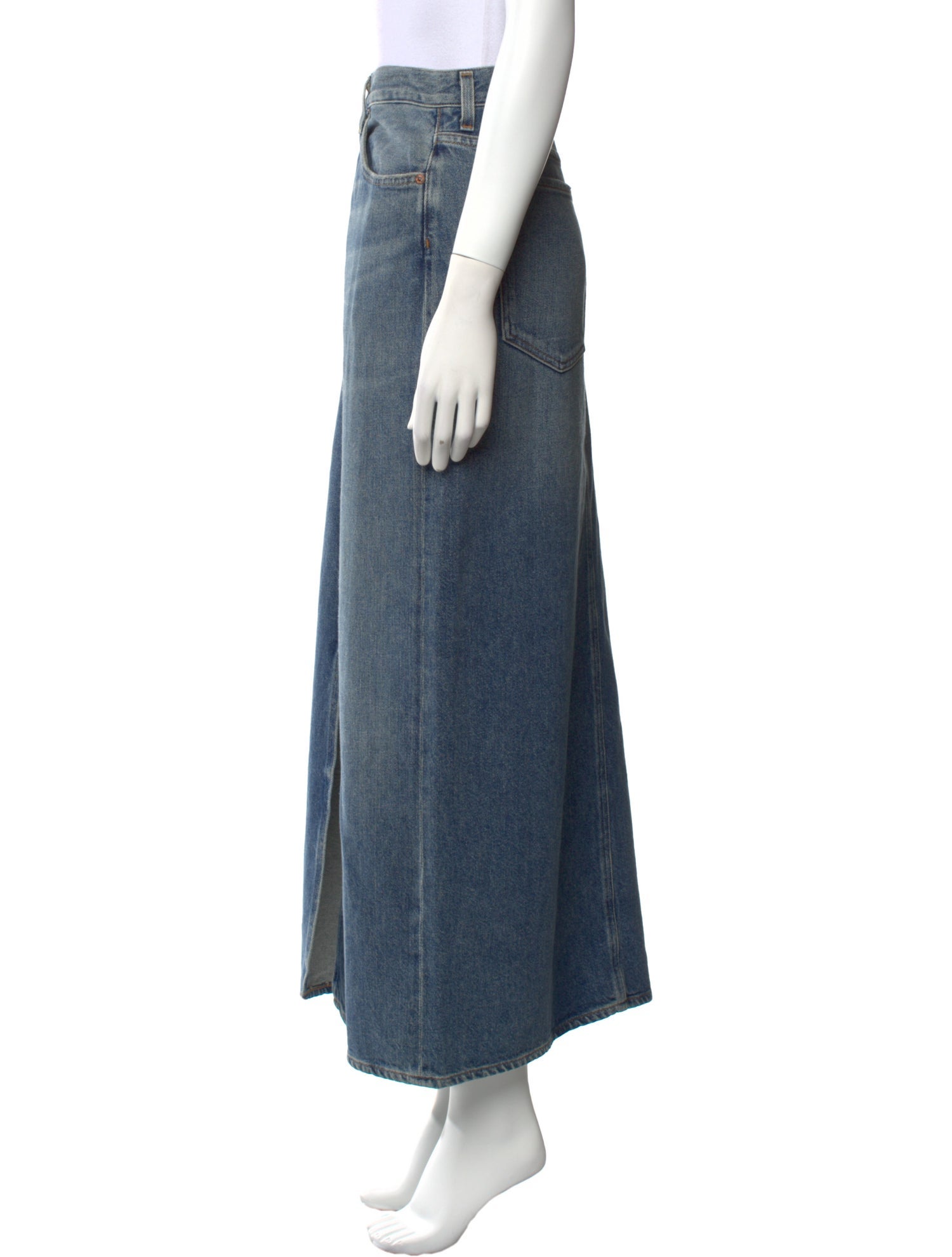 AGOLDE Distressed Accents Midi Length Skirt