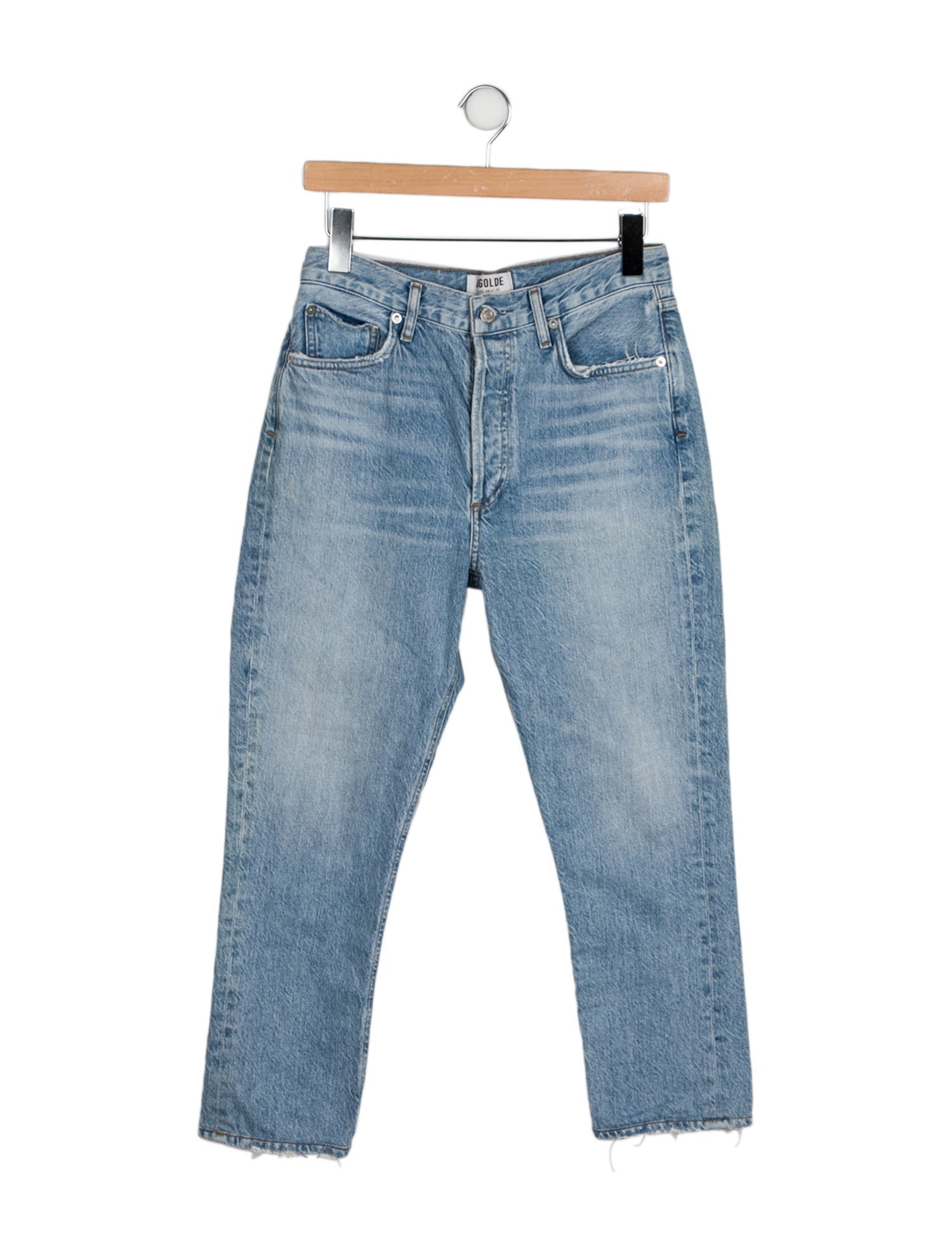 Agolde Straight Leg Jeans Blue Light Wash with Mid-Rise