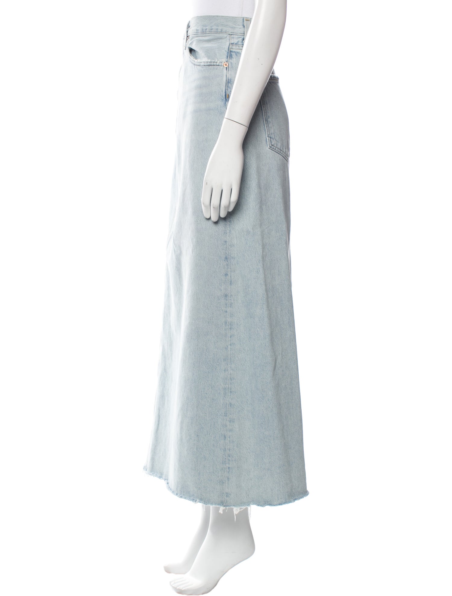 AGOLDE Distressed Accents Midi Length Skirt