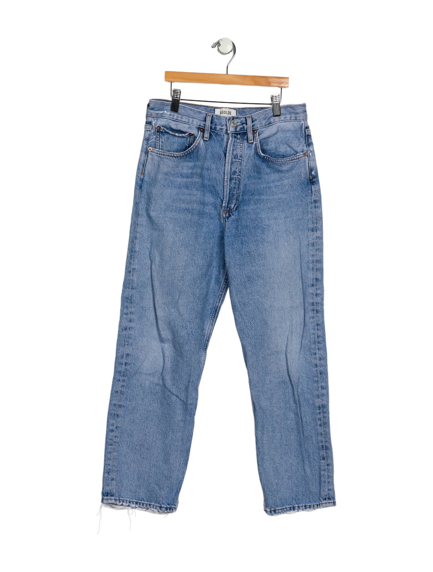 Agolde Straight Leg Jeans Blue Light Wash with High-Rise