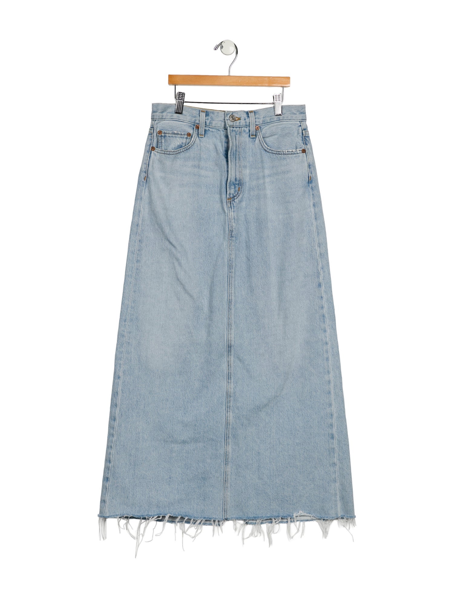 AGOLDE Raw-Edge Trim Midi Length Skirt