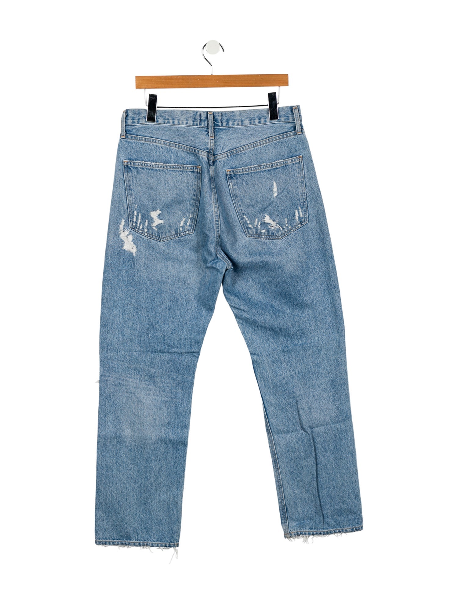 Agolde Straight Leg Jeans Blue Light Wash with High-Rise 5