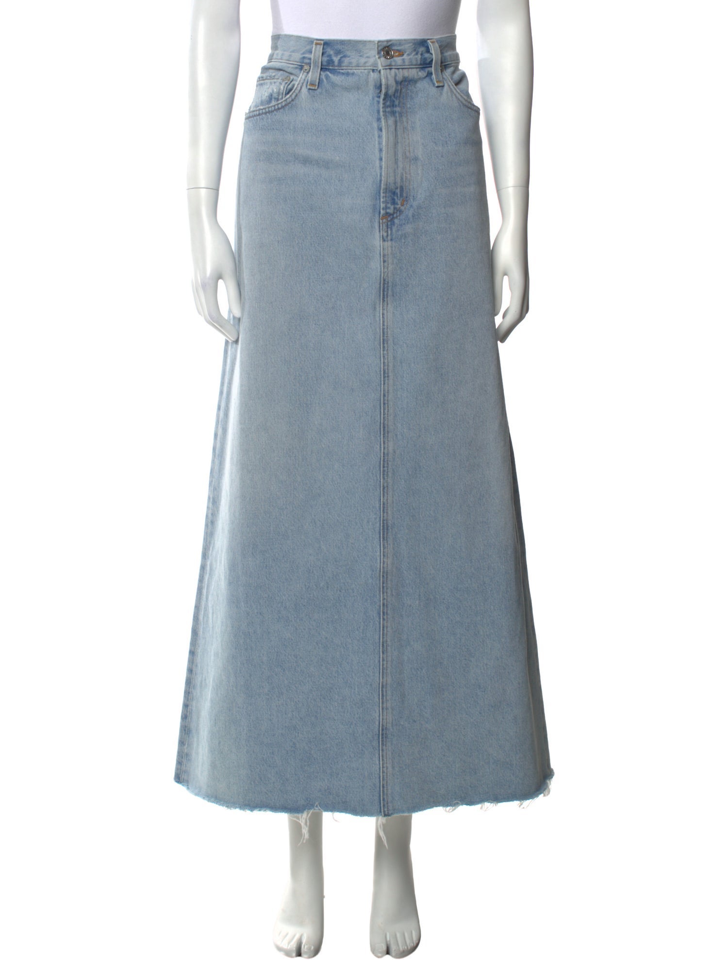 AGOLDE Raw-Edge Trim Midi Length Skirt